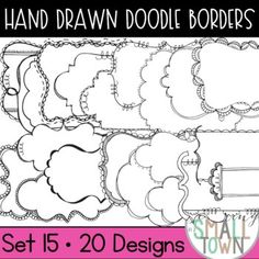 the hand drawn doodle borders set is shown