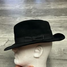 Royal Stetson Black Fur Felt Fedora Hat Size 58 Or 7 1/4! Great Condition! Beautiful Hat! Please Ask Questions And Bundle! Ask Questions! :) Western Black Fur Felt Fedora, Black Western Fur Felt Fedora, Western Black Fedora In Fur Felt, Black Wool Hat Band For Rodeo, Classic Black Felt Hat For Rodeo, Black Wool Top Hat With Short Brim, Black Fur Felt Hat Band With Short Brim, Black Fur Felt Top Hat With Flat Brim, Black Wool Rodeo Hat