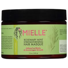 Enjoy! Restorative, deeply moisturizing penetrative masque for dry thirsty tresses. The Rosemary and Mint Strengthening Hair Masque is developed with your hair's greatest needs in mind. Nourish, hydrate and strengthen all at once with this nutrient rich formula. Our Story. Mielle was created by Monique Rodriquez, a registered nurse, wife and mother of two girls, who desired to share her healthy hair journey using products with organic ingredients to achieve amazing results. She knew the importan Mielle Rosemary Mint Hair Mask, Mielle Hair Masque, Mielle Hair Mask, 4c Hair Mask, Hair Mask Curly Hair, Rosemary Hair Mask, Mielle Hair Products, Hair Mask For Curly Hair, Curly Products