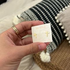 Dainty Flat Cross Earrings. Only Worn A Few Time. Great Condition. Christian Earrings, Gold Cross Earrings, Cross Earrings, Gold Cross, Earrings Color, Earrings For Women, Shopping List, Women's Earrings, Jewelry Earrings