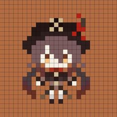 an image of a pixellated character on a brown background