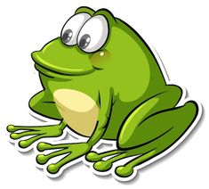 a green frog sitting on the ground with eyes wide open and looking up - animals characters