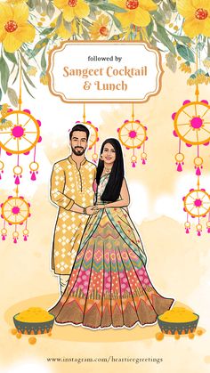 Wedding Illustration Background, Haldi Caricature, Kankotri Designs, Wedding Card Illustration, Quirky Wedding Invitations, Wedding Illustration Card, Caricature Wedding Invitations, Couple Illustration Wedding, Bride And Groom Cartoon