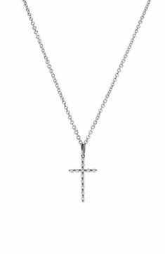 Main Image - Bony Levy Diamond Cross Pendant Necklace (Nordstrom Exclusive) Sterling Silver Cross Diamond Necklace, Sterling Silver Cross Diamond Necklace With Diamond Cut, Sterling Silver Diamond Cut Pendant Cross Necklace, Formal White Gold Cross Necklace With Diamond Cut, Sterling Silver Diamond Cut Silver Cross Necklace, Silver Sterling Silver Cross Necklace With Diamond Cut, Sterling Silver Cross Diamond Necklace For Formal Occasions, Sterling Silver Cross Diamond Necklace For Formal Events, Classic Diamond Cut Cross Necklace In White Gold