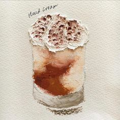 a watercolor painting of an iced cream sundae