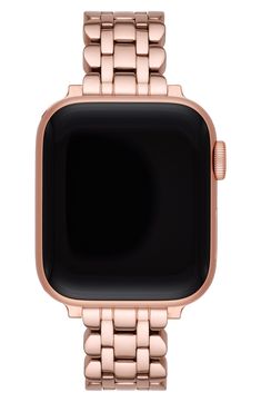 Curved links look like cute scallops along the sides of this glossy polished bracelet to go perfectly with your Apple Watch and your sweet style. Style Name:Kate Spade New York Scallop Apple Watch Bracelet. Style Number: 6005420. Apple Watch Bands Kate Spade, Apple Watch Bands Rose Gold, Apple Watch Bands Women, Rose Gold Apple Watch, Kate Spade Watch, Apple Watch Bracelets, Gold Apple Watch, Gold Apple, Apple Watch 38mm