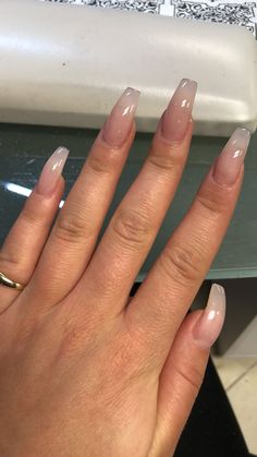 Curved Coffin Nails, Ballerina Short Nails, Nails Ideas Long, Translucent Nails, Gel Nails Ideas, Clear Gel Nails, Sheer Nails, Natural Acrylic Nails, Curly Braids