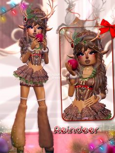 reindeer outfit (made by me) - do not repost!!  @incluhxpe on YouTube  #dresstoimpress #roblox #christmas #reindeer Roblox Christmas, Duo Dress, Reindeer Dress, Reindeer Outfit, Outfit Ideas Christmas, Avatar Cosplay, Fancy Dress Code, Iphone Wallpaper Preppy, Christmas Fits