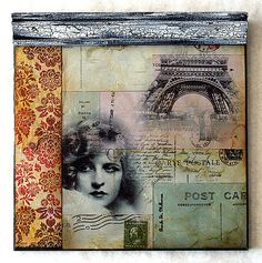 a collage of postcards with the eiffel tower in paris