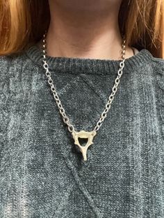 Unique handmade piece.  Bone is ethically sourced, foraged in the woods and cleaned and sunbleached  Witchy, boho, unique, woodland Spine Bone, Witchy Boho, In The Woods, Necklace Jewelry, Favorite Jewelry, Jewelry Earrings Dangle, Bones, Beauty Book, Dangle Drop Earrings