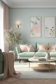 🌸 Printemps 2024 : Douceur Pastel 🎨 Embrassez la tendresse du printemps avec notre palette de couleurs pastel. Pensez rose poudré, vert menthe, bleu ciel et jaune pâle pour une touche de sérénité. Visualisez un salon harmonieux, agrémenté de coussins dans ces nuances, un tapis moelleux et des rideaux légers. Parfait pour un renouveau plein de douceur ! #PrintempsPastel #DécoSereine #Tendance2024 Pastel Colors Living Room, Pastel Interior Design, Pastel Living Room, Pastel Interior, Latest Living Room Designs, Pastel Room, Living Room Design Inspiration, Home Decor Crate, Home Design Living Room