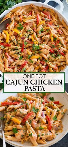 Savor the flavors of Cajun Chicken Pasta, all made in one pot for a hassle-free meal. This simple recipe combines tender chicken, pasta, and fresh vegetables, all enveloped in a rich and creamy Cajun sauce. Absolutely mouthwatering! Find the full recipe at cookingclassy.com. One Pot Cajun Chicken Pasta, Cajun Chicken Pasta Recipe, Cajun Chicken Pasta Recipes, Plats Healthy, Cajun Chicken Pasta, Cajun Chicken