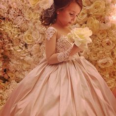 Dresses With Train, Champagne Ball Gown, Glitz Dress, Formal Party Dresses, Satin Flower Girl Dress, First Communion Dress, Wedding Girl, First Communion Dresses, Birthday Girl Dress