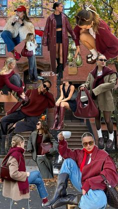 Cherry red fall outfit inspo, burgundy outfit inspo, cherry red shoes, burgundy sweater, fall fashion trends 2024 Red Shoes Outfit, Red Sweater Outfit, Job Clothes, Ny Outfits, Winter Sweater Outfits, Burgundy Outfit, Fall Chic, Fall Trends Outfits