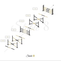 an image of a stair made out of wooden sticks and metal bars with numbers on them