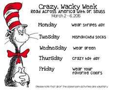 the cat in the hat week schedule for kids