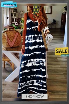 Tie-dyed Crew Neck Sleeveless Long Maxi Dress Casual Tie-dye Maxi Dress For Vacation, Casual Tie Dye Maxi Dress For Vacation, Casual Tie-dye Maxi Dress For Spring, Casual Tie Dye Maxi Dress For Spring, Sleeveless Tie-dye Spring Dress, Sleeveless Tie-dye Dresses For Spring, Sleeveless Tie Dye Dress For Spring, Casual Tie-dye Sleeveless Sundress, Casual Sleeveless Tie-dye Sundress