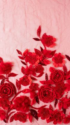 some red flowers on a pink background