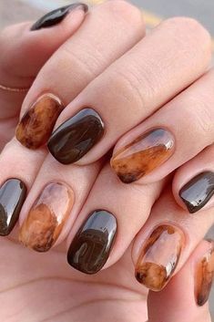 Fall Nail Trends, Square Nail Designs, October Nails, Thanksgiving Nails, Cat Kuku, Brown Nails, Heart Nails, Fall Nail, Cool Nail Designs