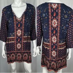 Brand New With Tags Love Kyla Seo Caite Dress, Gorgeous!! (The Fit Is Loose/Oversized; Can Fit A Size Up). Rayon Measurements Taken Laying Flat: Underarm To Underarm: 19.5" Waist: 18.5" Hips: 21" Length From Shoulder To Hem: 31.5" Casual V-neck Tunic With Boho Print, Casual Boho Print V-neck Tunic, Bohemian Blue Mini Dress With Paisley Print, Blue V-neck Mini Dress With Vibrant Print, Blue Bohemian Shift Mini Dress, Blue Printed Rayon Dress, Blue Printed Shift Mini Dress, Casual Blue Floral Print Tunic, Casual Blue Mini Dress With Paisley Print