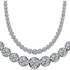 5 ctw to 10 ctw Round Lab Grown Diamond Graduated Riviera Fashion Tennis Necklace (G-H Color / VS2-SI1 Clarity) STUNNING DIAMOND TENNIS NECKLACE FOR WOMEN: Attract all eyes with this jaw-dropping set of lab grown diamond round cut diamond tennis necklace made from 14K white gold. Featuring the iconic round cut, this beautiful tennis necklace is placed in prong setting for a sturdy and balanced look. The lobster-claw clasp ensures that it is extremely secure for daily wear. The 5.00 carat diamond Formal Gia Certified Round Necklaces, Gia Certified Luxury Round Necklace, Gia Certified Luxury Diamond Necklace, Gia Certified Luxury Round Diamond Necklace, Luxury Gia Certified Round Diamond Necklace, Gia Certified Round Diamond Necklace In Luxury Style, Gia Certified White Gold Necklaces, Gia Certified White Gold Necklace, Gia Certified Classic Round Diamond Necklace