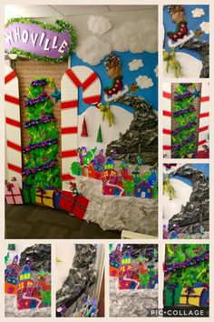 this is a collage of christmas decorations made out of paper mache and cardboard