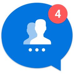 a blue speech bubble with a man's profile on it and the number 4 below