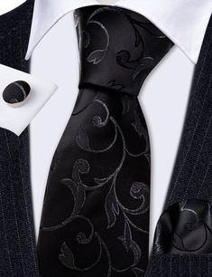 Brand: Barry Wang Material: 100% Silk What You Get: Same design Tie, Pocket Square & Cufflinks? Size: Necktie in 59" Length & 3.35" width at the tip, pocket square in 9"x 9"size Quality: Barry Wang Focus on Ties for Many Years, Good Quality Interlining Makes Our Ties Weighted and Elastic, Which are Easily Designed for A Perfect Knot.For More Quality Stylish Ties with Unbeatable Price, Please Click Our shop to Check More.With So Much Choice and Impeccable Quality, There's No Excuse Not to Have A Black Tie With Pocket Square For Business, Black Pocket Square For Formal Occasions, Black Formal Pocket Square, Black Suit And Tie Accessories With Pocket Square, Black Pocket Square For Business Suit, Elegant Black Cufflinks For Father's Day, Elegant Black Pocket Square For Business, Elegant Black Pocket Square As Gift, Elegant Black Pocket Square For Gift