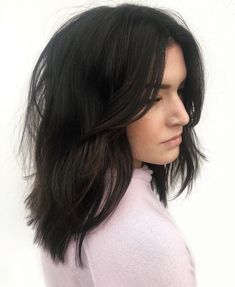 Short Black Hair Shoulder Length, Layers Balayage, Short Shoulder Length Hair, Lived In Hair, Medium Brunette Hair, Lob Hairstyles, Anh Co Tran, Thick Hair Cuts, Shoulder Length Hair Cuts