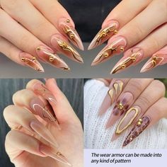 Almonds Nails, Nails Emo, Fake Acrylic Nails, Long Stiletto Nails, Medium Nails, Gothic Nails, Stylish Nails Designs, Nice Nails, Y2k Nails