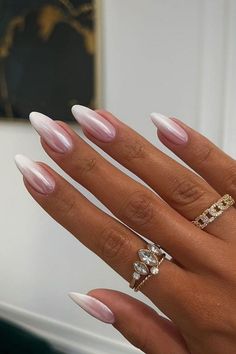 How to Do Chrome Nails Step By Step Tutorial | White Chrome Nails Designs For Inspo Chrome Pink Ombre Nails, Ombre Nail Designs 2024, 2024 Acrylic Nails, Wedding Nails Ombre, White Chrome Nails Designs, Ombre Chrome Nails Designs, 18th Nails, Pink Design Nails, Nails Ombré