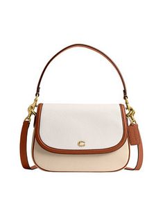 Classic White Textured Leather Shoulder Bag, Classic Cream Textured Leather Shoulder Bag, Classic Cream Textured Leather Bag, Coach White Textured Leather Bag, White Textured Leather Coach Bag, Classic White Satchel With Leather Handles, Elegant Coach Bags In Neutral Color, Classic White Shoulder Bag With Leather Handles, White Bags With Leather Handles For Formal Occasions