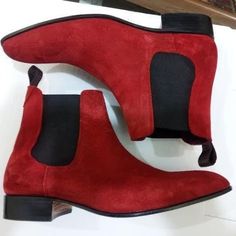 Red Suede Jodhpur Boots for Men High Ankle Leather Boots Men's Dress Boots, Chelsea Boots For Men, Black Leather Cowboy Boots, Jodhpur Boots, Western Boots For Men, Mens Dress Boots, Brogue Boots, Mens Ankle Boots, Men’s Boots