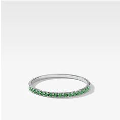 Petite French Pave Stacker With Green Emeralds by Good Stone - Good Stone Inc Pave Wedding Bands, Buy Jewellery Online, Pave Setting, Dream Ring, Online Jewelry, Emerald Green, Bridal Party, Wedding Band, Your Dream