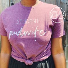 Congratulations on entering Midwifery, you've got this! Are you looking for some apparel to wear at work or even on your days off (because you eat, sleep and breathe birth)?  This is JUST for you, Student Midwife! All designs are professionally printed on by either DTG or Screen Printing. We do NOT use vinyl so you do not need to worry about any cracking, peeling or lifting. These shirts are made to keep up with you throughout your journeys.  All designs are defaulted to white printing, except t Midwife Shirt, White Prints, Eat Sleep, Student Gifts, Keep Up, Workout Tee, Screen Printing