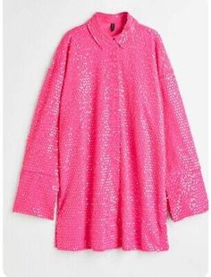 Top Rated H&M Hot Pink Sparkly Sequin Oversized Shirt Dress S 10 12 Bnwt, Womens Dresses Sequin Shirt Dress, Black Sparkle Dress, Straight Cut Dress, H And M, Purple Maxi Dress, Oversized Shirt Dress, Oversize Shirt, Dress H&m, Period Outfit