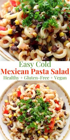 mexican pasta salad with black beans, corn and cilantro