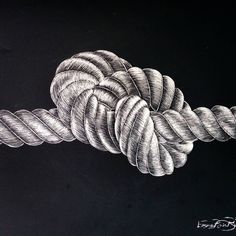 a drawing of a rope on a black background