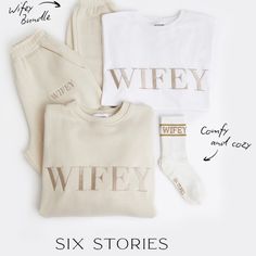 six different types of baby clothes with the words, wiffley and comfy written on them