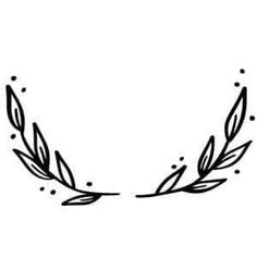 a black and white drawing of an olive branch with leaves on it's sides