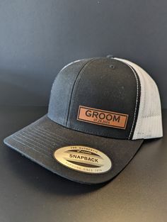 Custom Personalized Groom hat. Specify wedding date and select your hat color.  The patch will be made with the date you enter so please be accurate.  We make our patches in house and take a great deal of pride in every product we ship.  You will Love this Hat! Yupoong Premium 6 Panel Trucker Snapback Hat: Hat Color: Various Colors to Choose from Fabric: Cotton-Poly/Nylon Mesh Size: Adjustable Snapback One Size Fits Most Washing instructions; Hand wash cold only, wipe dirty areas only with a dam Personalized Hat For Groom, Husband Wedding Gift, Groom Hat, Hat Patch, Hat Wedding, Patch Hat, Wedding Date, Snapback Cap, Gift Wedding