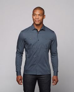 Fitted Button Up Shirt // Steel Blue (S) Fitted Button Up Shirt, Steel Blue, Button Up Shirt