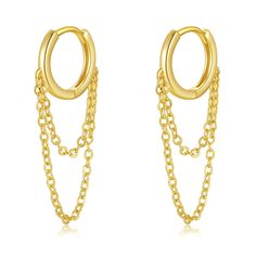 PRICES MAY VARY. ★Trendy Chain Hoop Earrings★ These exquisite small gold hoop earrings for women are crafted with sturdy and safe 925 sterling silver post clasp, easy to wear and comfortable, lightweight chain drop earrings is great for daily wear. The gold tassel earrings can also be mixed with other multiple cartilage piercing cuff earrings to create your own unique style. ★Quality Gold Huggie Earrings★ The material of the dangle chain mini hoop earrings is superior copper with 14k real gold p Chain Hoop Earrings, Gold Huggie Hoop Earrings, Daily Vibes, Gold Tassel Earrings, Small Gold Hoop Earrings, Small Gold Hoops, Earrings Hypoallergenic, Earrings For Girls, Mini Hoop Earrings