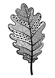 a black and white drawing of a leaf