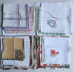 Beautiful and unique vintage hankerchiefs. Each bundle has 5 hankies and sells for $18 Send me message and let me know which bundle would you like. They are from different times, some older, some newer. All are handwashed, cleaned and ironed to the best of my ability. Some will have a wear & tear. You can use them as gifts, as crafts. Great for scrapbooking or  junk Journaling Handkerchiefs Crafts, Vintage Handkerchiefs Crafts, Vintage Handkerchiefs, Junk Journaling, Wedding Favours, Unique Vintage, Wedding Favors, Wedding Gifts, Let Me