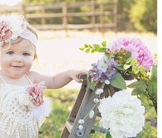 "BEIGE WHITE FLORAL ROMPER Super elegant Beige romper embellished with beautiful sateen jeweled floral arrangements with feathers and shabby flowers. Matching floral headband adorned with pearls and placed on elastic stretchy lace band.  {use}  *Baptism, *Easter, *special occasions, *picture props, *weddings, *for fun! Available dress sizes below: 0-6 months 6-12 months 12 months-24months 2T HEADBAND, CLIP OR HARD HEADBAND: For this adorable matching headband, we also used the same matching sateen rosettes placed on elastic lace band. If you need it with alligator clip or on hard headband, we can make it as well. Please leave a note to seller during checkout! :) PROCESSING TIME: Even though we ship 1-3 business days, processing times may change time to time. You can see the exact shipping Flower Girl Outfit, Boho Flower Girl, Picture Props, Hard Headbands, Shabby Flowers, Chic Baby, Lace Bands, Floral Headband, White Romper