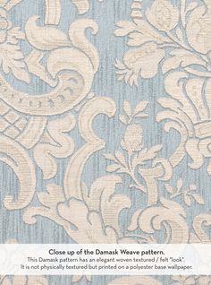 the back side of a blue and white wallpaper with an ornate design on it