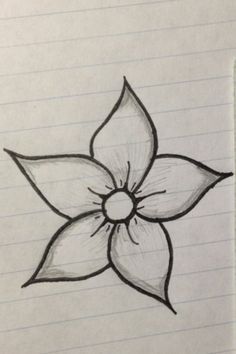 a drawing of a flower on lined paper