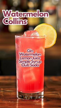 When summer heat hits, nothing beats the refreshment of a Watermelon Collins. This cocktail blends smooth gin with sweet, fresh watermelon juice, a splash of lemon, and a hint of simple syrup, topped with a fizz of club soda. It’s light, refreshing, and perfect for cooling down on a warm day. #watermeloncollins via @mybartender Watermelon Gin Cocktail, Cocktail Watermelon, Watermelon Cocktails, Soda Cocktails, Fresh Watermelon Juice, Cocktail Cards, Party Poison, Simple Syrup Cocktails, Juice Cocktails