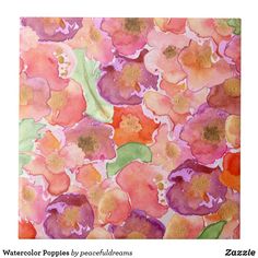 watercolor painting of pink and orange flowers